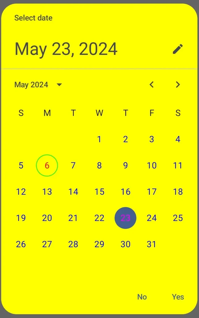 date picker in jetpack compose colored